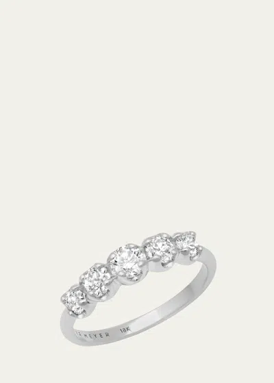 Jennifer Meyer 18k White Gold Small Graduated Ring With Diamonds In Metallic