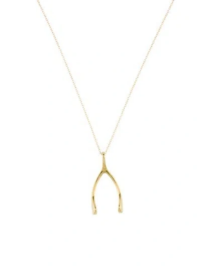 Pre-owned Jennifer Meyer 18k Wishbone Pendant Necklace, 18" In Multi