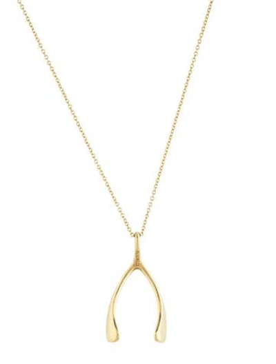 Pre-owned Jennifer Meyer 18k Wishbone Pendant W/14k Unbranded Necklace, 18" In Multicolor