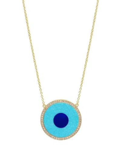 Jennifer Meyer 18k Yellow Gold Evil Eye Diamonds, Lapis Lazuli And Turquoise Necklace