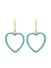 Jennifer Meyer 18k Yellow Gold Open Heart Turquoise Earrings In Multi