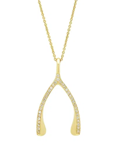 Jennifer Meyer 18k Yellow Gold Wishbone Diamond Necklace