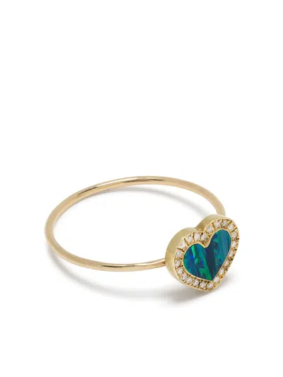Jennifer Meyer 18kt Yellow Gold Diamond And Opal Heart Ring