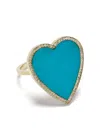 Jennifer Meyer 18kt Yellow Gold Turquoise And Diamond Heart Ring In Gold