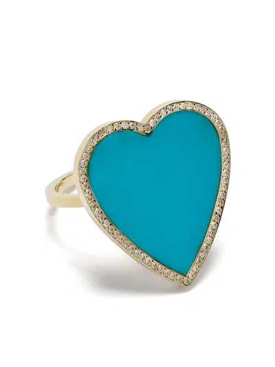 Jennifer Meyer 18kt Yellow Gold Turquoise And Diamond Heart Ring
