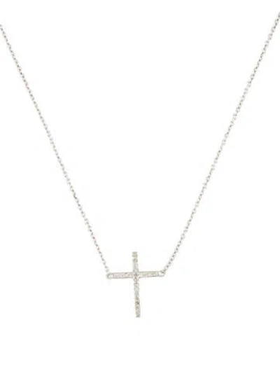 Pre-owned Jennifer Meyer Diamond Cross Pendant Necklace, 16.5" In Multicolor
