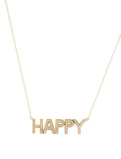 Pre-owned Jennifer Meyer Diamond 'happy' Pendant Necklace, 17.75" In Multi
