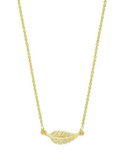 Jennifer Meyer Diamond Leaf Necklace In Gold