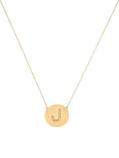 Pre-owned Jennifer Meyer Diamond Letter 'j' Disc Necklace, 16.75" In Multi