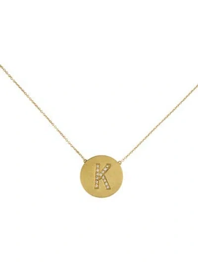 Pre-owned Jennifer Meyer Diamond Letter 'k' Disc Pendant Necklace, 16.75" In Multi