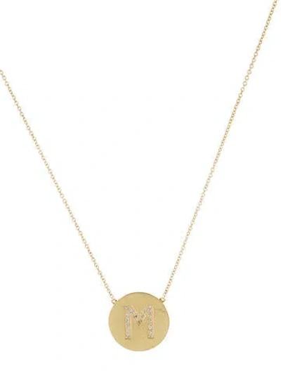 Pre-owned Jennifer Meyer Diamond Letter 'm' Disc Necklace, 16.5" In Multi
