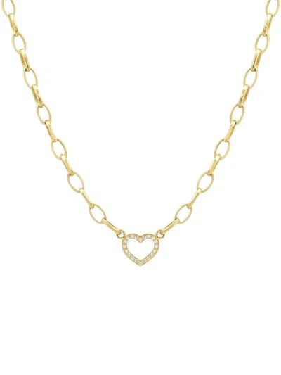 Jennifer Meyer Edith Diamond Pearl Heart Necklace In Gold