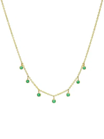 Jennifer Meyer Emerald Mini Bezel Necklace In Gold
