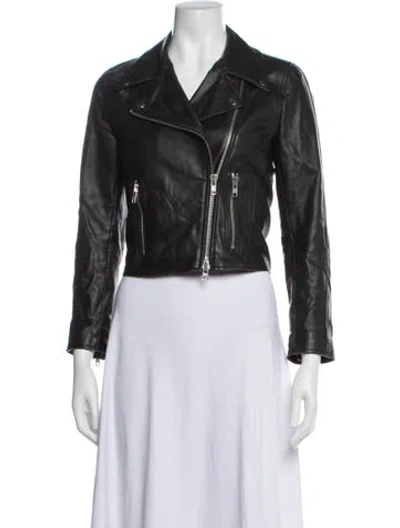 Pre-owned Jennifer Meyer Lambskin Biker Jacket In Black