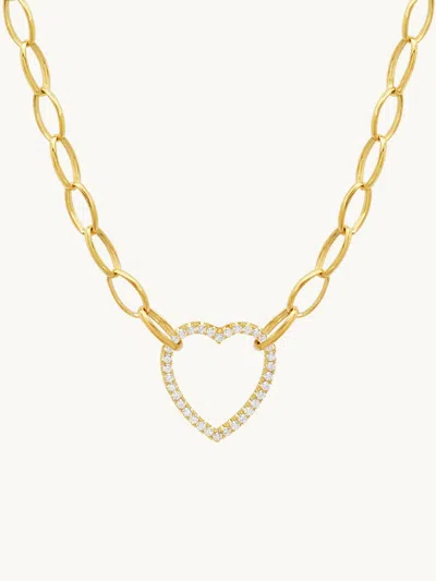 Jennifer Meyer Medium Edith Link With Diamond Open Heart Necklace Yellow Gold / White Diamonds