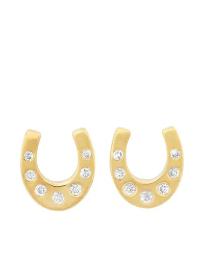 Jennifer Meyer Mini Horseshoe-motif Diamond Stud Earrings In Gold