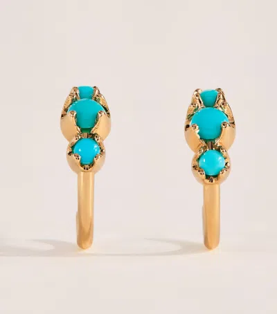 Jennifer Meyer Mini Yellow Gold And Turquoise Hoop Earrings