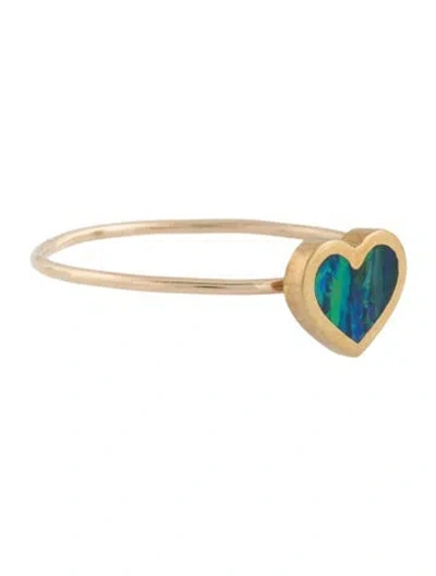 Pre-owned Jennifer Meyer Opal Inlay Extra Small Heart Ring In Multicolor
