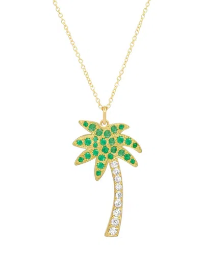 Jennifer Meyer Palm Tree-charm Emerald And Diamond Necklace In Multi