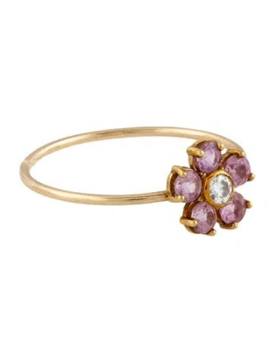 Pre-owned Jennifer Meyer Sapphire & Diamond Large Flower Ring In Multicolor
