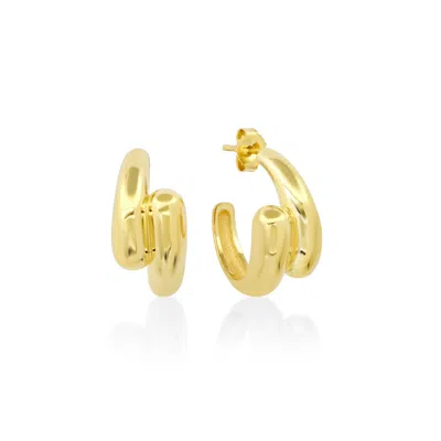 Jennifer Meyer Small Double Dome Hoops Earring In 18k Yellow Gold