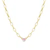 Jennifer Meyer Small Edith Link Necklace With Single Bezel Accent In Yellow Gold,pink Sapphire