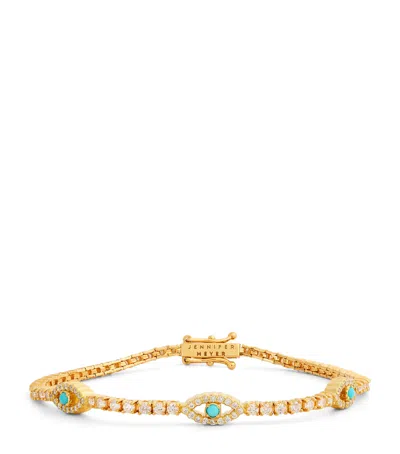 Jennifer Meyer Small Yellow Gold And Diamond Edith Evil Eye Tennis Bracelet