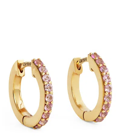 Jennifer Meyer Small Yellow Gold And Pink Sapphire Huggie Earrings