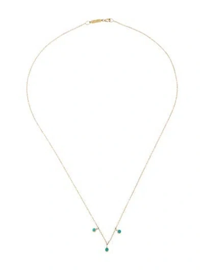 Pre-owned Jennifer Meyer Turquoise Mini Bezel Dangle Necklace, 16" In Multi