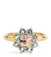 Jennifer Meyer Yellow Gold And Aquamarine Flower Ring In Gold