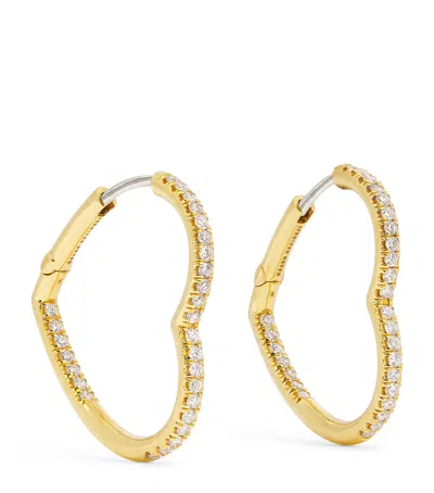 Jennifer Meyer Yellow Gold And Diamond Edith Heart Hoop Earrings