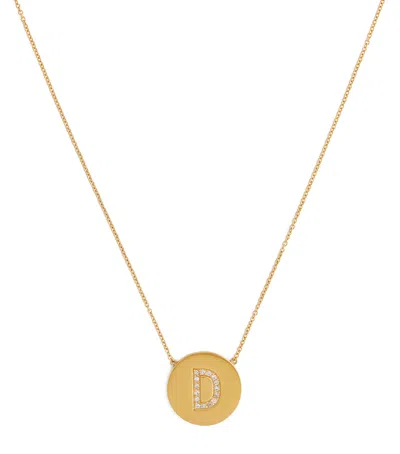 Jennifer Meyer Yellow Gold And Diamond Letter Disc D Necklace