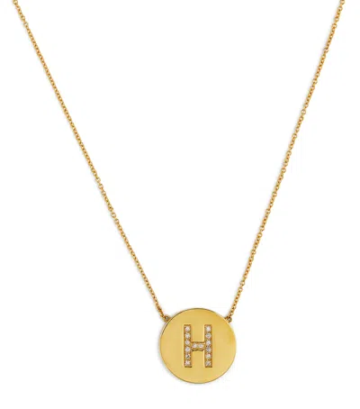 Jennifer Meyer Yellow Gold And Diamond Letter Disc H Necklace