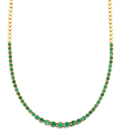Jennifer Meyer Yellow Gold And Emerald Graduated Tennis Necklace