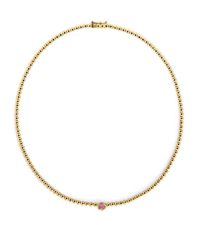 Jennifer Meyer Yellow Gold And Pink Sapphire Illusion Tennis Necklace