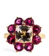 Jennifer Meyer Yellow Gold And Rubellite Flower Ring In Gold