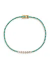 Jennifer Meyer Yellow Gold, Diamond And Turquoise Four-prong Tennis Bracelet In Green