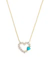 Jennifer Meyer Yellow Gold, Diamond And Turquoise Open Heart Necklace In Gold