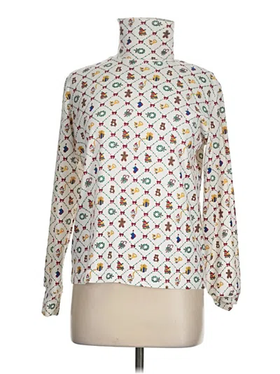 Pre-owned Jennifer Moore Long Sleeve Turtleneck In White