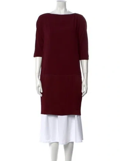 Pre-owned Jennifer Tattanelli Bateau Neckline Mini Dress In Burgundy