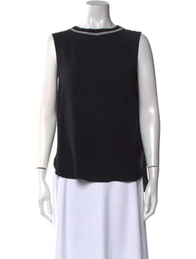 Pre-owned Jennifer Tattanelli Bateau Neckline Sleeveless Top In Black