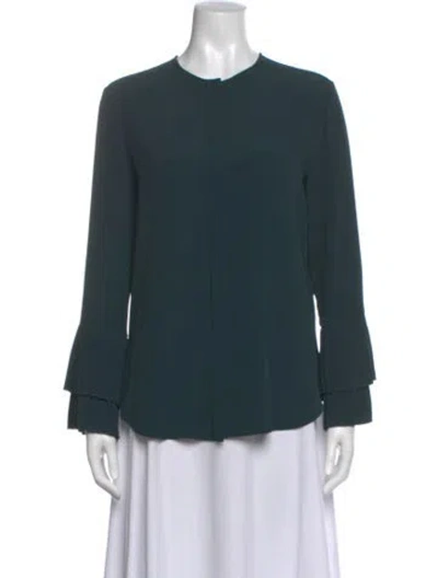 Pre-owned Jennifer Tattanelli Long Sleeve Blouse In Green