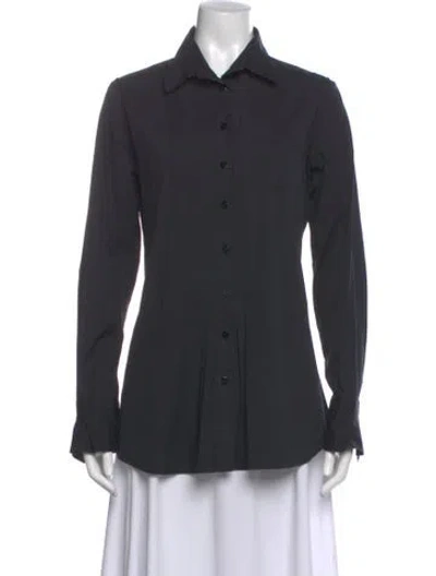 Pre-owned Jennifer Tattanelli Long Sleeve Button-up Top In Gray