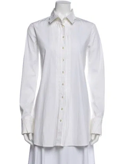 Pre-owned Jennifer Tattanelli Long Sleeve Button-up Top In Neutral