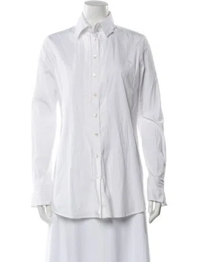 Pre-owned Jennifer Tattanelli Long Sleeve Button-up Top In White