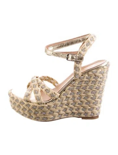 Pre-owned Jennifer Tattanelli Raffia Striped Espadrilles