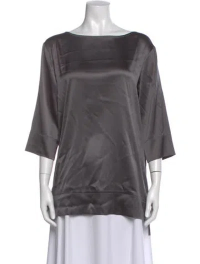 Pre-owned Jennifer Tattanelli Silk Bateau Neckline Blouse In Gray