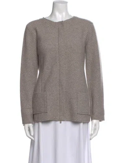 Pre-owned Jennifer Tattanelli Silk Crew Neck Sweater In Gray