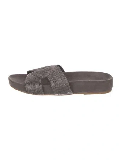 Pre-owned Jennifer Tattanelli Suede Flats In Gray