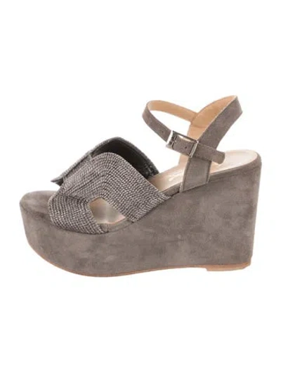 Pre-owned Jennifer Tattanelli Suede Sandals In Gray